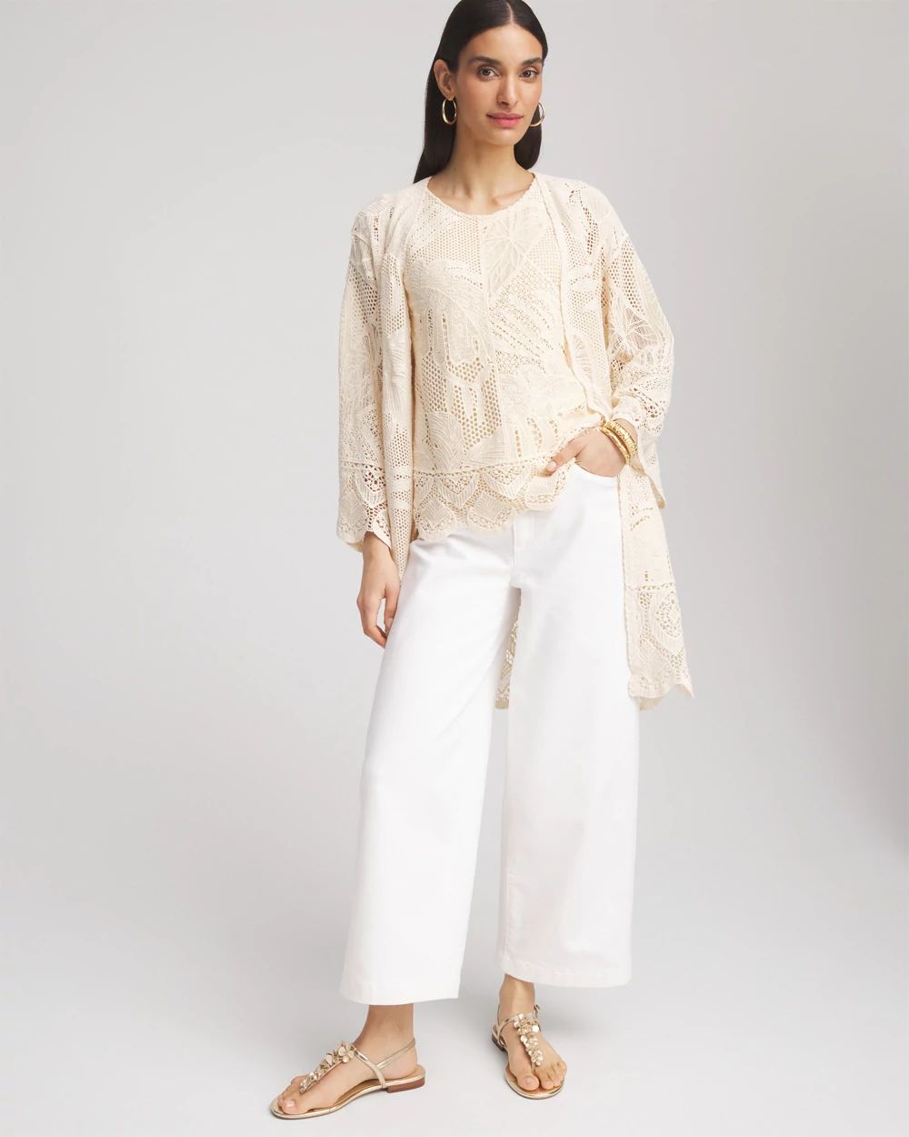 Theory Icy Cotton Lace Combo PO 半袖ニット Lace Knit Shirt - Chalk | REPRESENT